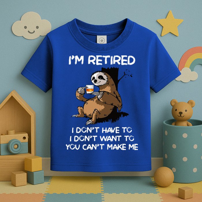 Sloth IM Retired I DonT Have To I DonT Want To You CanT Toddler T-Shirt