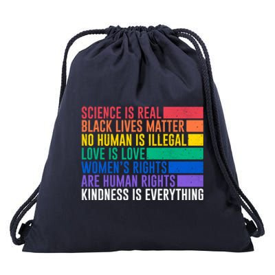 Science Is Real Black Lives Matter Rights Kind Gift Great Gift Drawstring Bag