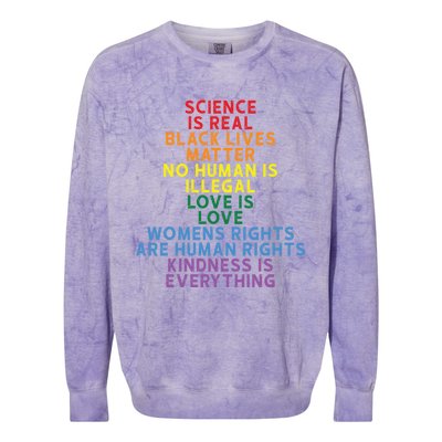 Science Is Real Black Lives Matter Love Is Love Cute Gift Colorblast Crewneck Sweatshirt