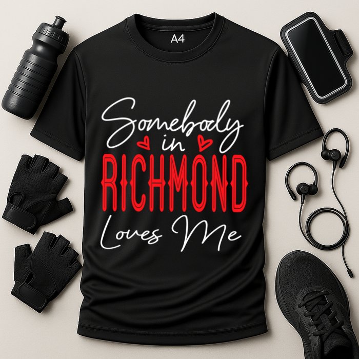Somebody In Richmond Loves Me Virginia Relationship Matching Cute Gift Cooling Performance Crew T-Shirt