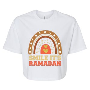 Smile Its Ramadan Muslim Eid Mubarak Islamic Ramadan Gift Bella+Canvas Jersey Crop Tee