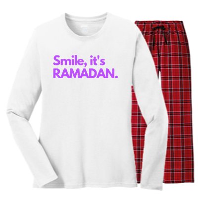 Smile Its Ramadan Celebrating The Holy Month Gift For Ramadan Mubarak Women's Long Sleeve Flannel Pajama Set 