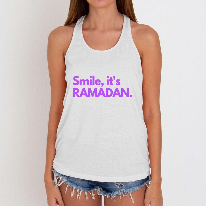 Smile Its Ramadan Celebrating The Holy Month Gift For Ramadan Mubarak Women's Knotted Racerback Tank