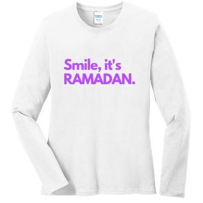 Smile Its Ramadan Celebrating The Holy Month Gift For Ramadan Mubarak Ladies Long Sleeve Shirt