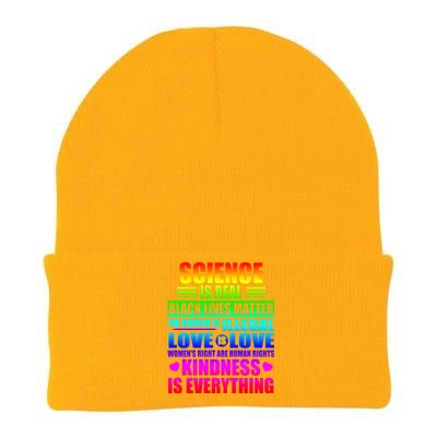 Science Is Real Black Lives Matter No Human Is Illegal Love Is Love Womens Righ Knit Cap Winter Beanie