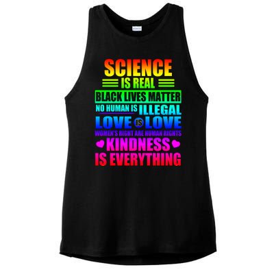 Science Is Real Black Lives Matter No Human Is Illegal Love Is Love Womens Righ Ladies PosiCharge Tri-Blend Wicking Tank