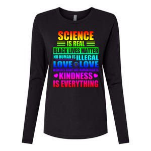 Science Is Real Black Lives Matter No Human Is Illegal Love Is Love Womens Righ Womens Cotton Relaxed Long Sleeve T-Shirt