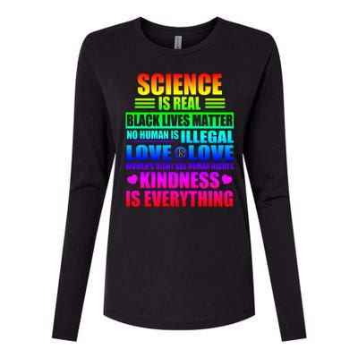 Science Is Real Black Lives Matter No Human Is Illegal Love Is Love Womens Righ Womens Cotton Relaxed Long Sleeve T-Shirt