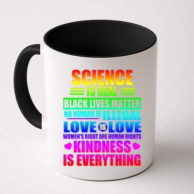 Science Is Real Black Lives Matter No Human Is Illegal Love Is Love Womens Righ Mug