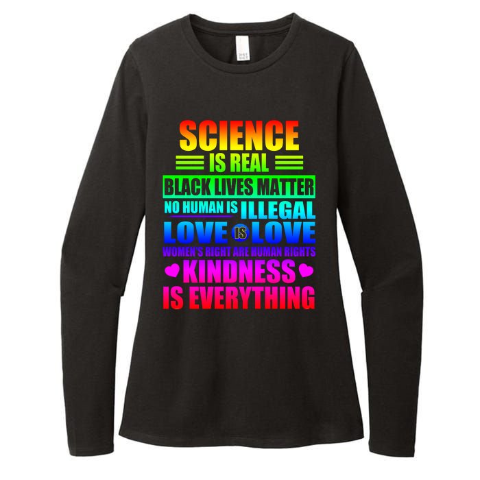 Science Is Real Black Lives Matter No Human Is Illegal Love Is Love Womens Righ Womens CVC Long Sleeve Shirt