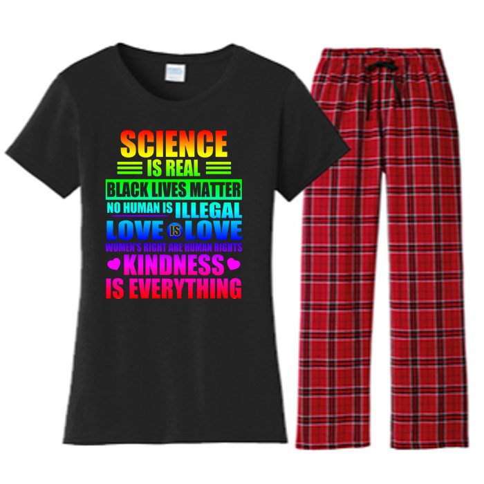 Science Is Real Black Lives Matter No Human Is Illegal Love Is Love Womens Righ Women's Flannel Pajama Set