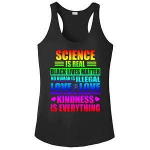 Science Is Real Black Lives Matter No Human Is Illegal Love Is Love Womens Righ Ladies PosiCharge Competitor Racerback Tank