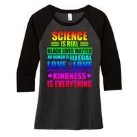 Science Is Real Black Lives Matter No Human Is Illegal Love Is Love Womens Righ Women's Tri-Blend 3/4-Sleeve Raglan Shirt