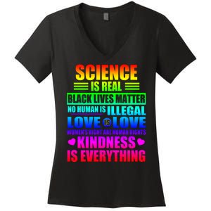 Science Is Real Black Lives Matter No Human Is Illegal Love Is Love Womens Righ Women's V-Neck T-Shirt