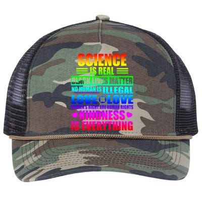 Science Is Real Black Lives Matter No Human Is Illegal Love Is Love Womens Righ Retro Rope Trucker Hat Cap