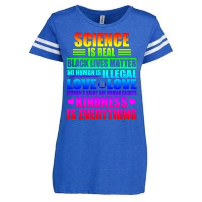 Science Is Real Black Lives Matter No Human Is Illegal Love Is Love Womens Righ Enza Ladies Jersey Football T-Shirt