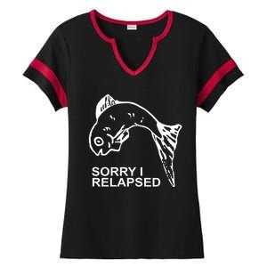 Sorry I Relapsed Funny Fish Fishing Ladies Halftime Notch Neck Tee