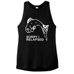 Sorry I Relapsed Funny Fish Fishing Ladies PosiCharge Tri-Blend Wicking Tank