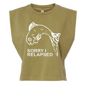 Sorry I Relapsed Funny Fish Fishing Garment-Dyed Women's Muscle Tee