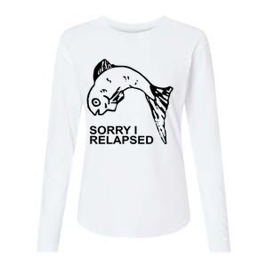 Sorry I Relapsed Funny Fish Fishing Womens Cotton Relaxed Long Sleeve T-Shirt