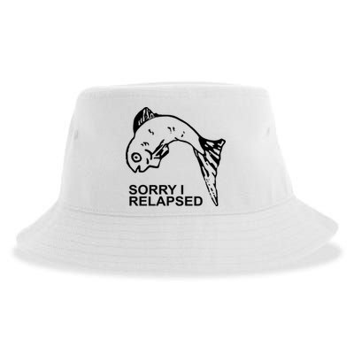 Sorry I Relapsed Funny Fish Fishing Sustainable Bucket Hat