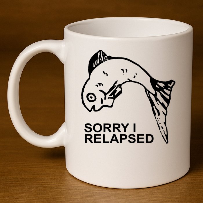 Sorry I Relapsed Funny Fish Fishing 11oz C Handle Ceramic Mug