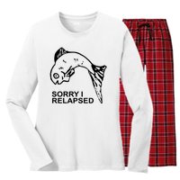 Sorry I Relapsed Funny Fish Fishing Women's Long Sleeve Flannel Pajama Set 