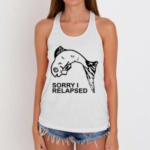 Sorry I Relapsed Funny Fish Fishing Women's Knotted Racerback Tank