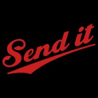Sent It Red Logo Flexfit Unipanel Trucker Cap