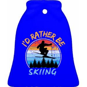 Ski Id Rather Be Skiing Cute Gift Ceramic Bell Ornament