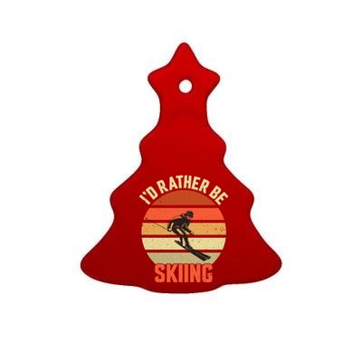 Skier Id Rather Be Skiing Ski Vintage Retro Sunset Meaningful Gift Ceramic Tree Ornament