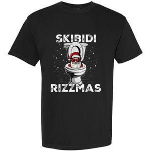 Skib Idi Rizzmas Funny Toilet Santa White Elephant Christmas Garment-Dyed Heavyweight T-Shirt