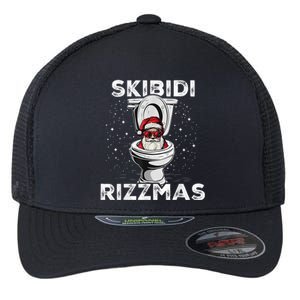 Skib Idi Rizzmas Funny Toilet Santa White Elephant Christmas Flexfit Unipanel Trucker Cap