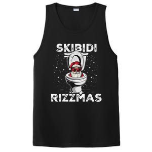 Skib Idi Rizzmas Funny Toilet Santa White Elephant Christmas PosiCharge Competitor Tank