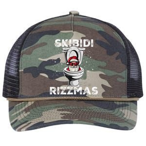 Skib Idi Rizzmas Funny Toilet Santa White Elephant Christmas Retro Rope Trucker Hat Cap