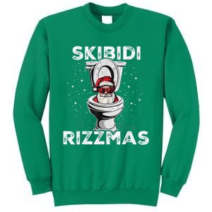 Skib Idi Rizzmas Funny Toilet Santa White Elephant Christmas Sweatshirt