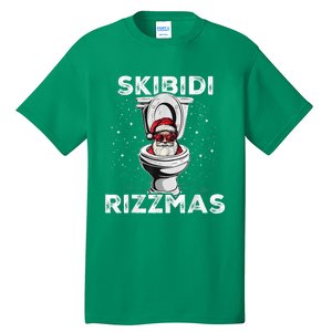 Skib Idi Rizzmas Funny Toilet Santa White Elephant Christmas Tall T-Shirt