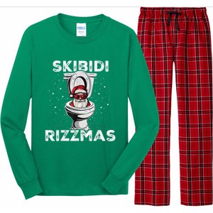 Skib Idi Rizzmas Funny Toilet Santa White Elephant Christmas Long Sleeve Pajama Set