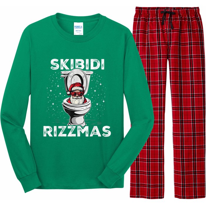 Skib Idi Rizzmas Funny Toilet Santa White Elephant Christmas Long Sleeve Pajama Set