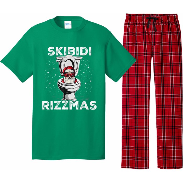 Skib Idi Rizzmas Funny Toilet Santa White Elephant Christmas Pajama Set