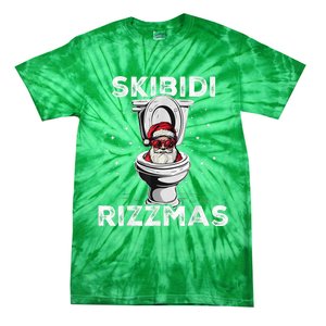 Skib Idi Rizzmas Funny Toilet Santa White Elephant Christmas Tie-Dye T-Shirt