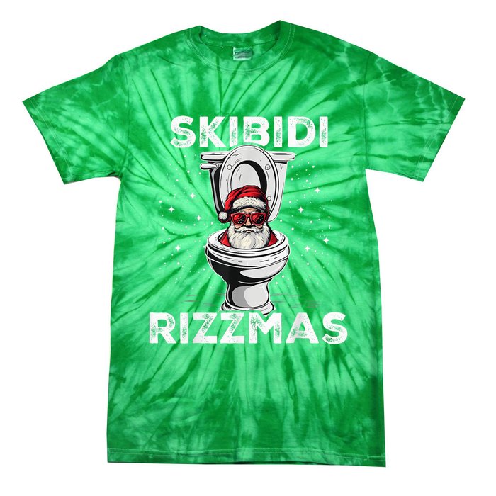 Skib Idi Rizzmas Funny Toilet Santa White Elephant Christmas Tie-Dye T-Shirt