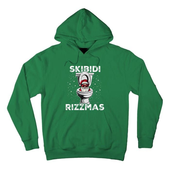 Skib Idi Rizzmas Funny Toilet Santa White Elephant Christmas Tall Hoodie