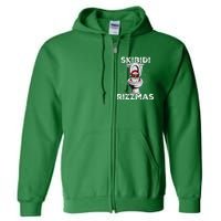 Skib Idi Rizzmas Funny Toilet Santa White Elephant Christmas Full Zip Hoodie