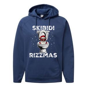 Skib Idi Rizzmas Funny Toilet Santa White Elephant Christmas Performance Fleece Hoodie