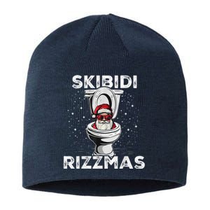 Skib Idi Rizzmas Funny Toilet Santa White Elephant Christmas Sustainable Beanie