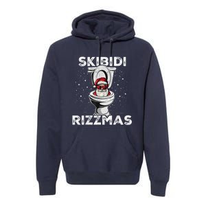 Skib Idi Rizzmas Funny Toilet Santa White Elephant Christmas Premium Hoodie