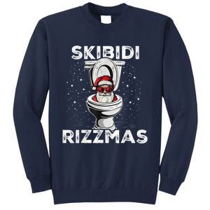 Skib Idi Rizzmas Funny Toilet Santa White Elephant Christmas Tall Sweatshirt