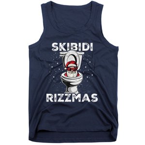 Skib Idi Rizzmas Funny Toilet Santa White Elephant Christmas Tank Top