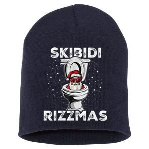 Skib Idi Rizzmas Funny Toilet Santa White Elephant Christmas Short Acrylic Beanie